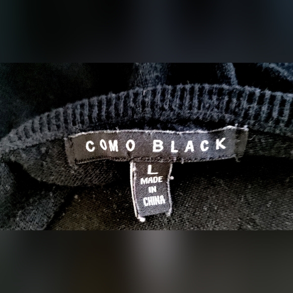 Women's Como Black Sweater Top with Printed Front - Picture 4 of 4